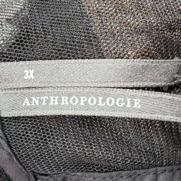 Anthropologie Plus NWT Embellished Black Floral Sheer Mesh Top Size 3X - Picture 11 of 15